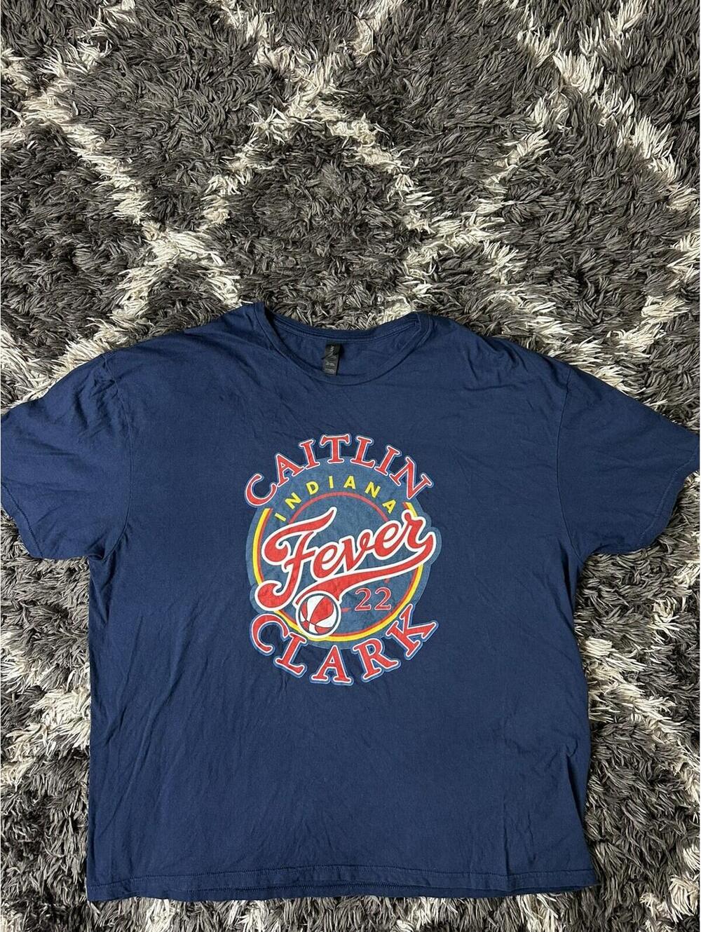 Caitlin Clark Indiana Fever Basketball T-Shirt Mens 3XL Gildan Navy Blue WNBA